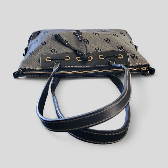 Vintage Dooney & Bourke Signature Satchel Bag Purse Black & Gray - Picture 7 of 11